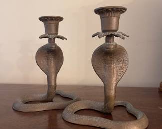 Brass snake candleholders