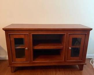Wooden Media Console TV Stand with Glass Doors LRMG