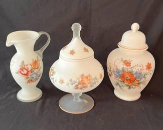 Norleans Italy Frosted Floral Glass Set