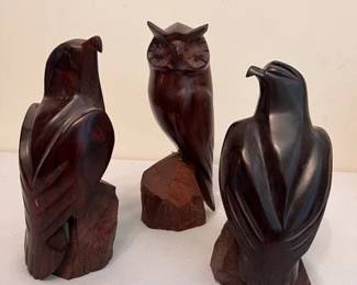 Six HandCarved Wooden Bird Figurines KRG