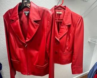 Two Red Leather Jackets Classiques Entier L.I.E. Petite size