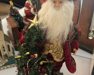 Vintage Santa Figure in a beautiful tapestry suit.
