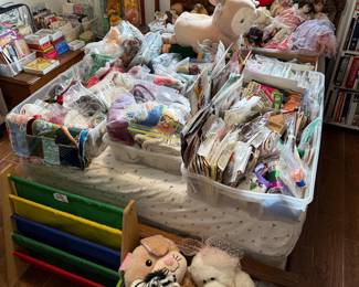 Crafting supplies, stuffed animals