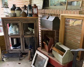 Boxes, lanterns, shoe anvil