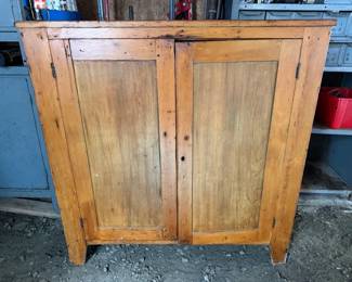 19th-century primitive American pine jelly cupboard