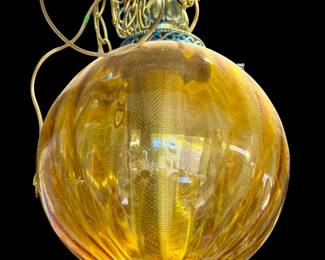 Mid-Century Modern (MCM) amber glass swag lamp