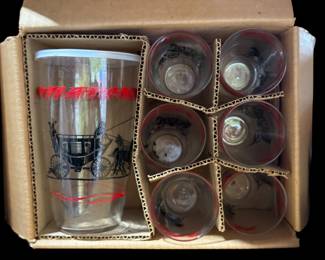 Vintage mid-century modern barware set "Stagecoach"