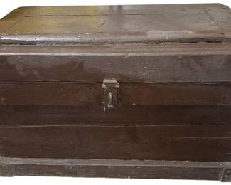  Antique wooden storage trunk or tool chest 
