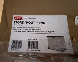  Keter Store-It-Out Prime outdoor resin storage shed. New in the box, $279 On Amazon