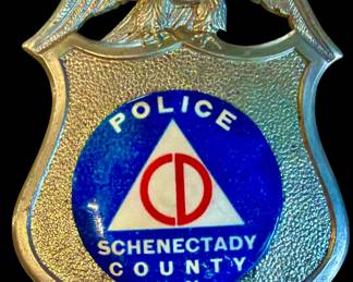 World War II-era Civil Defense Police badge from Schenectady County