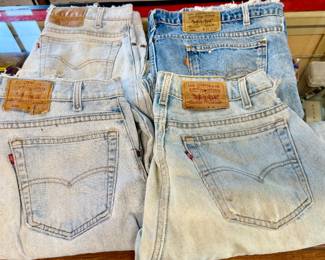 This collection features a rare cache of vintage Levi's Orange Tab jeans, a highly collectible line originally introduced by Levi Strauss & Co. in the late 1960s