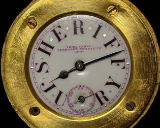Sheriff Jury Desktop Pocket Watch- Third Panel February Twentieth 1900, Given to Captain Antoine de Reilhe (A. deR.) McNair was a retired U.S. Navy officer and a prominent local figure in Saratoga Springs, New York
