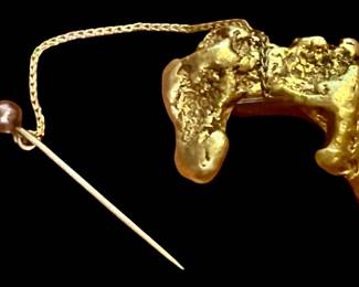 Antique Natural Gold Nugget Brooch from the California Gold Rush Era California . Approximately 18 Grams, 20Kt