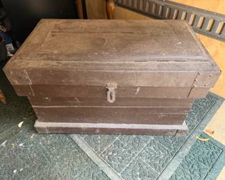 Antique handmade wooden carpenter's tool chest