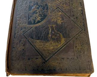 Victorian scrap scrapbook containing a collection of colorful 19th-century trade cards, postcards. Most are Albany, NY and the Capital Region
