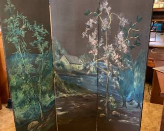 #021	3 panel Screens Hand-Painted on both Sides (back side has a hole) - 17x67 each panel	 $30.00 