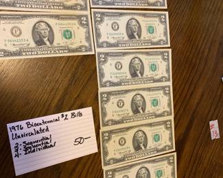 #138	1976 Bicentennial $2 Bills Uncirculated   - as a set	 $50.00 
