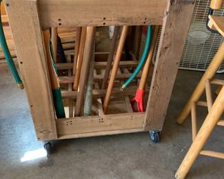 #036	Wood Rolling Garden Tool Storage Cart - 23x23x27 (not including tools)	 $40.00 