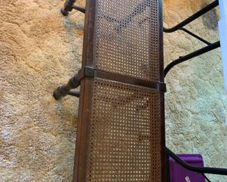 #072	Wood Bench w/cane Seat  - 40x16x19 - w/removable burgandy cushion	 $100.00 