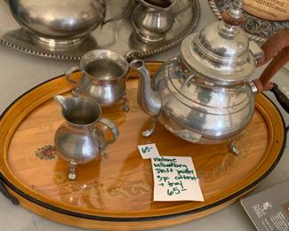 #082	Steiff Pewter Vintage Williamsburg 3 piece 'coffee Set & Tray	 $65.00 