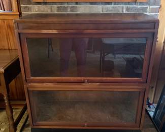 #010	Wood 2 Layer Barrister Bookcase - Glass Slides Well - 33x13x42	 $250.00 
