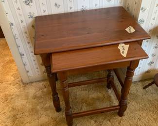 #091	Set of 2 Stacking Pine End Tables - 18x14x23 and 24x16x24	 $75.00 