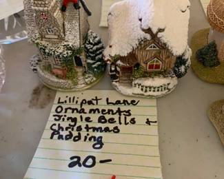 #160	Lilliput Lane Christmas ornaments - Jingle Bells and Christmas Pading	 $20.00 