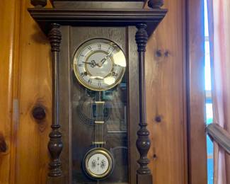 #016	31 Day Regulator Clock w/key in Wooden Case - 12x6x36	 $100.00 