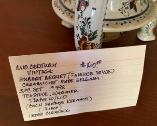 #063	Mid-Century Vintage Hubert Bequet Ceramicist Made in Belgium - 3 pc set #498	 $160.00 