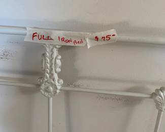 #191	Full Size White Painted Iron Bed	 $75.00 