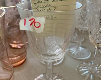 #170	5 7/8" Waterford Lizmore Crystal Wine Glasses - set of 8	 $48.00 