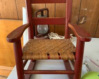 #032	Red Painted Kids Rocker w/Basket Weave Seat	 $25.00 
