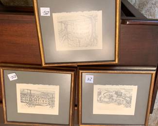 #081	Pen and Ink Prints - set of 3 - Big Springs, First Courthouse and Huntsville Female College	 $75.00 