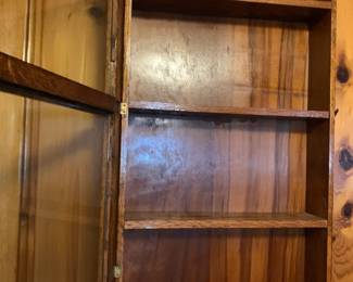 #017	Wooden Display Cabinet w/4 shelves inside and glass door - 10x6x37	 $120.00 
