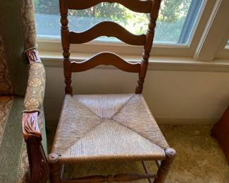 #053	Set of 2 Wood Odd dining Chair w/rushing Seat and Ladder Back	 $50.00 