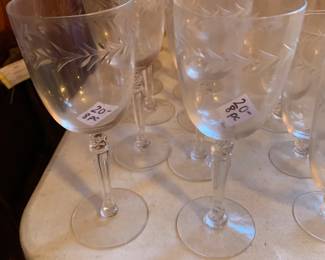 #123	Fostoria Holly Wine Glasses 8" Set of 8	 $20.00  #124	Fostoria Holly Wine Glasses 8" Set of 8	 $20.00 