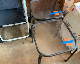 #043	Set of 2 Stacking Glass Patio Side Tables 	 $20.00 
