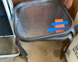 #043	Set of 2 Stacking Glass Patio Side Tables 	 $20.00 