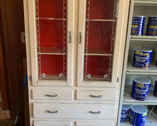 #039	Antique White Wood painted China Cabinet w/3 drawers and 4 doors - w/2 shelves - 31x11x69	 $125.00 