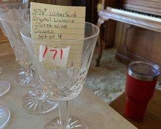 #171	5 7/8" Waterford Lizmore Crystal Wine Glasses - set of 4	 $24.00 
