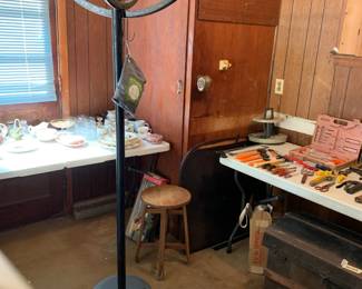 #030	Black Painted Hat Rack w/Glass Ball and Claw Feet w/4 hooks - 13x15x72	 $75.00 