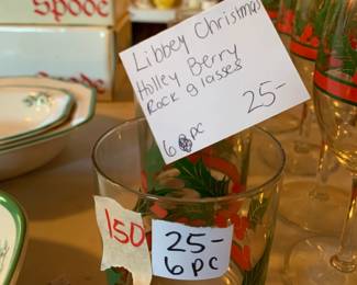 #150	Libby Christmas Holiday Berry Tumblers - set of 6	 $25.00 