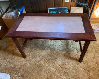 #009	Wood Table w/marble Center - 37x19x21	 $75.00 