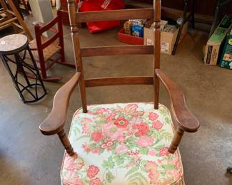 #031	Wooden Rocking Chair w/floral Seat	 $30.00 