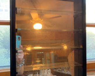 #141	Black Wood w/4 glass shelves and mirror Back Display Cabinet - Wall - 13x2x17	 $20.00 