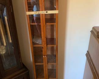 #057	Wood 4 shelf Glass Front Display Cabinet - 12x9x56	 $75.00 