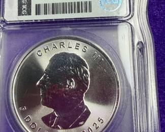 1 ounce pure silver, Canadian maple leaf coin
