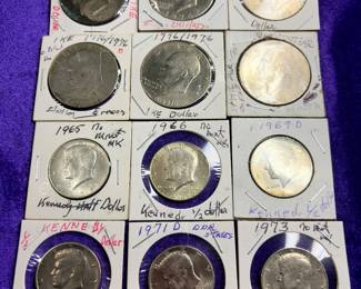 Eisenhower dollars and 40% silver Kennedy half dollars  plus others