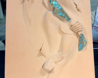Pair of pottery sculptures by native American artist Andrew Rodriguez