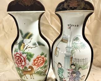 Chinese vase split in half turned into wall pockets
